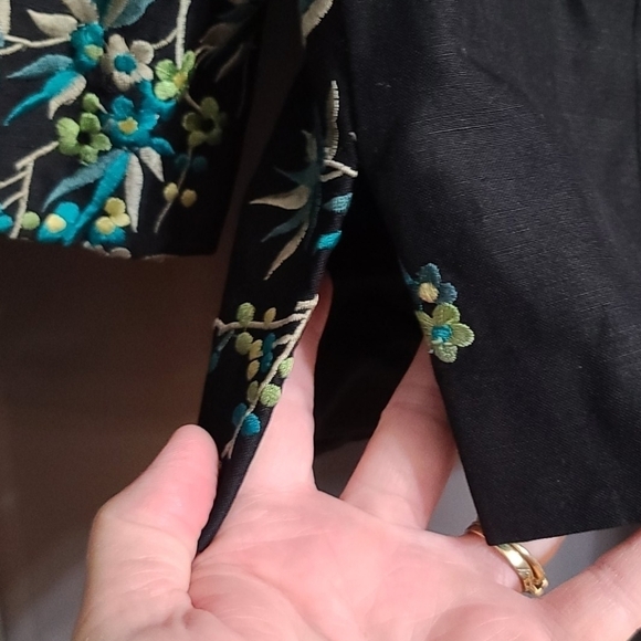 Liz Claiborne Womens Blazer Jacket Silk/Linen Blend Embroidered Sz 10 EUC READ - Picture 5 of 10